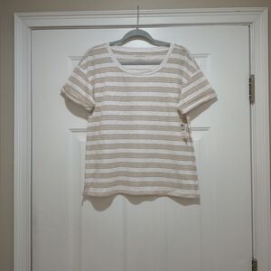 NWT  White Linen Blend Gold Metallic Shirt Size Medium